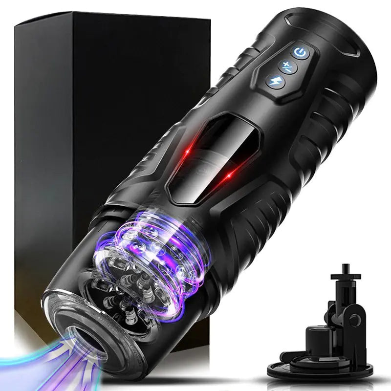 Black Knight Electric Male Masturbator • Auto Thrust & Rotate | Velvet Whisper