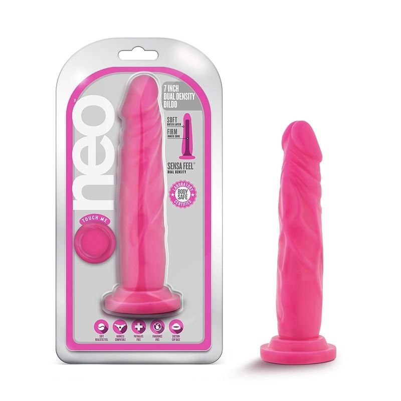Neo 7.5in Dual Density Dildo Neon Pink