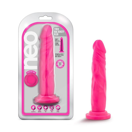 Neo 7.5in Dual Density Dildo Neon Pink