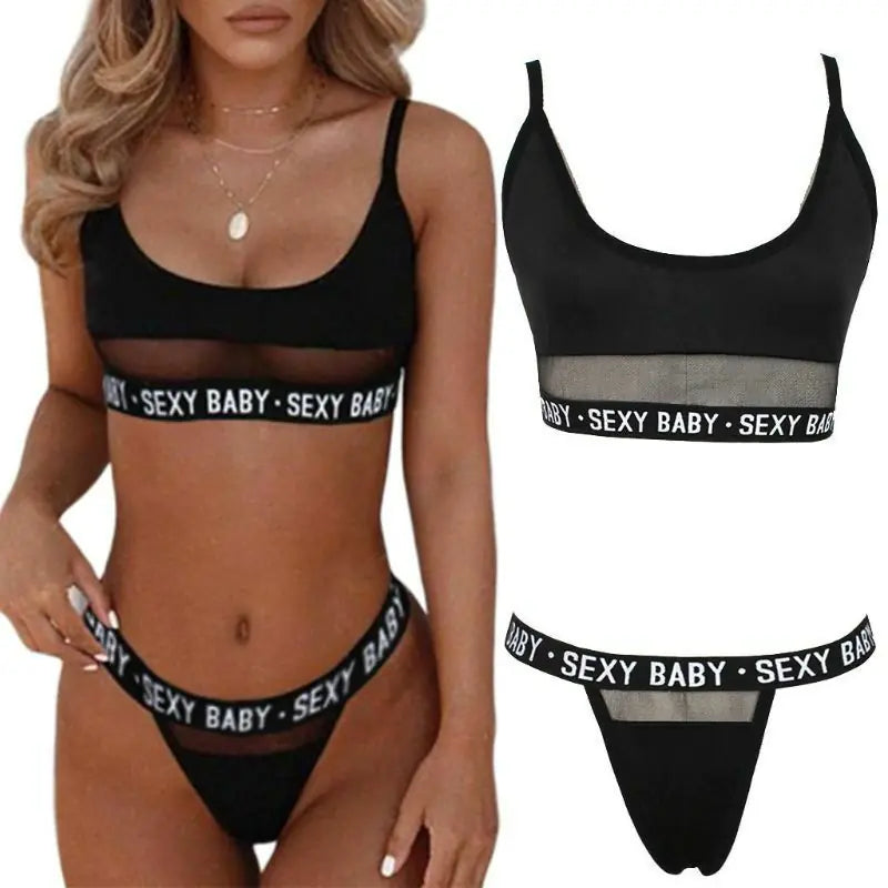 New Women's Lace Letter Lingerie Set