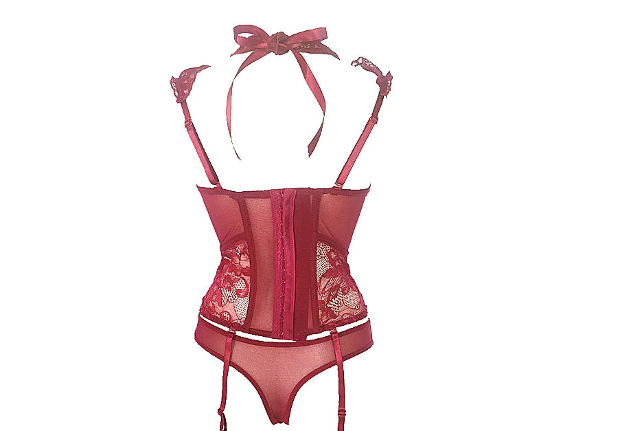 New Sexy European Shaping Bodysuit and Lace Lingerie Set