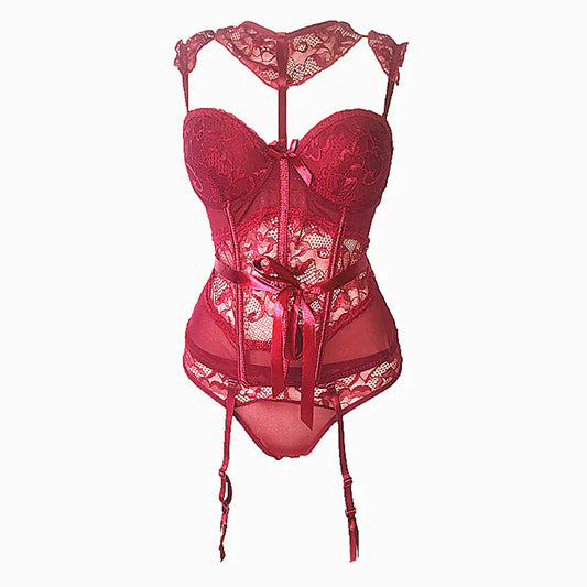 New Sexy European Shaping Bodysuit and Lace Lingerie Set