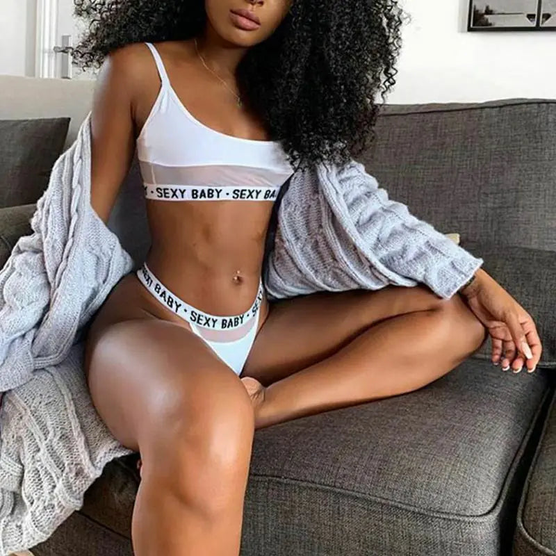New Women's Lace Letter Lingerie Set