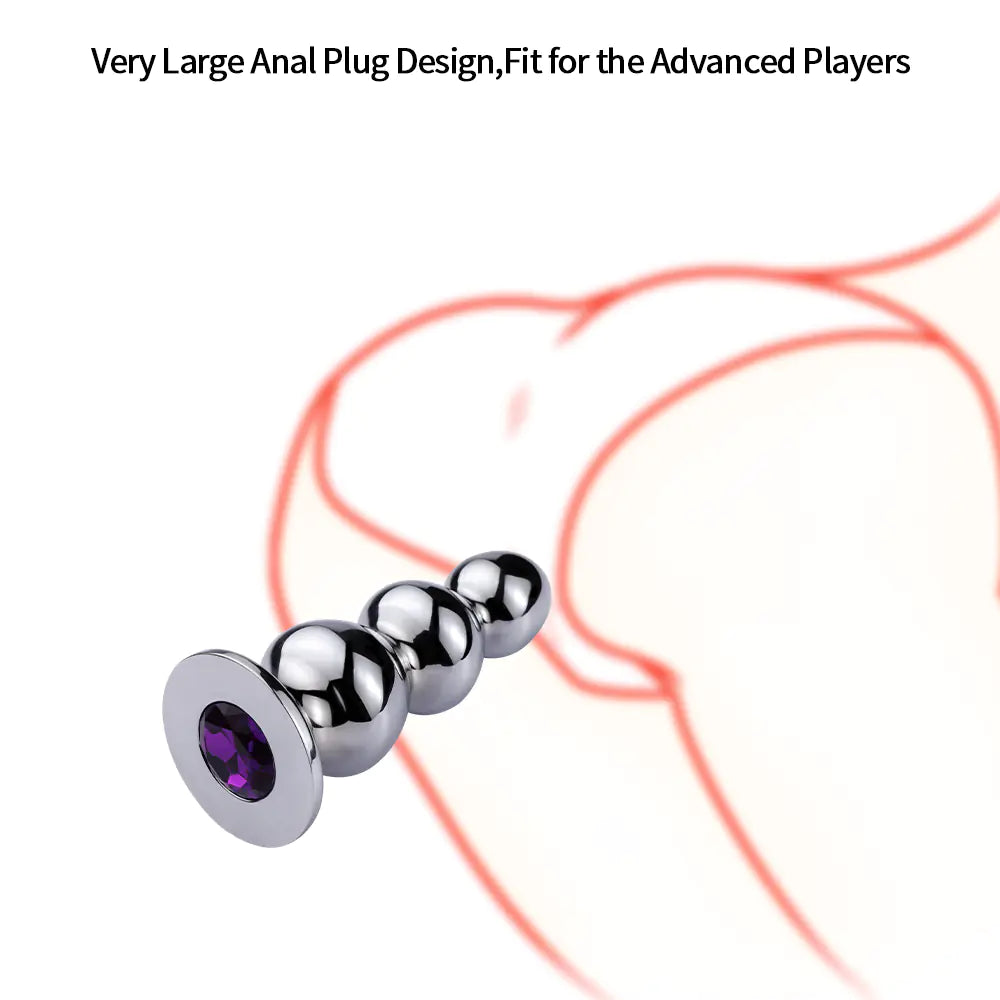 Metal Large Beaded Anal Plug • Stainless Steel Anal Toy | Velvet Whisper
