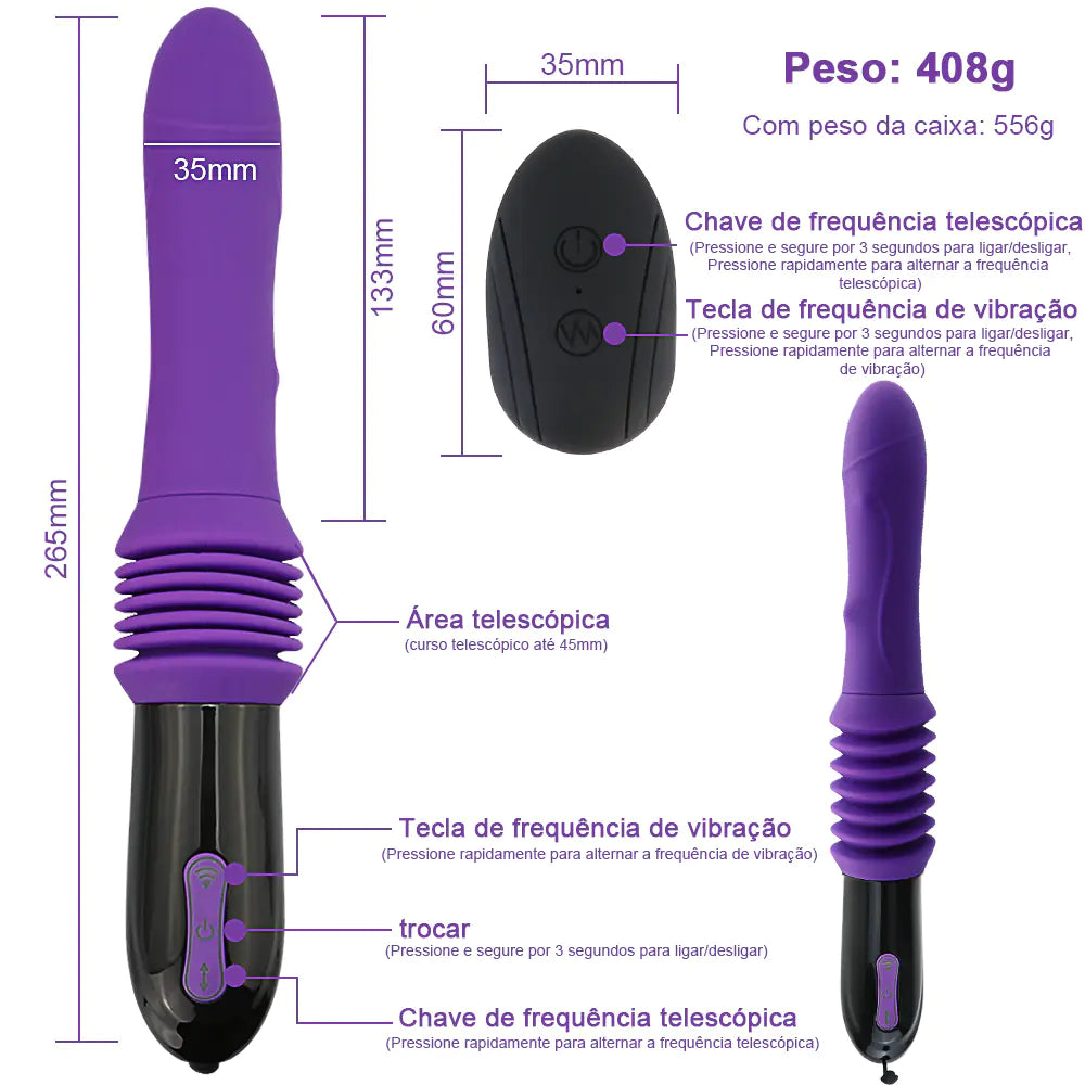 Automatic Suction Vibrator with Remote – Telescopic Thrust & Suction | Velvet Whisper