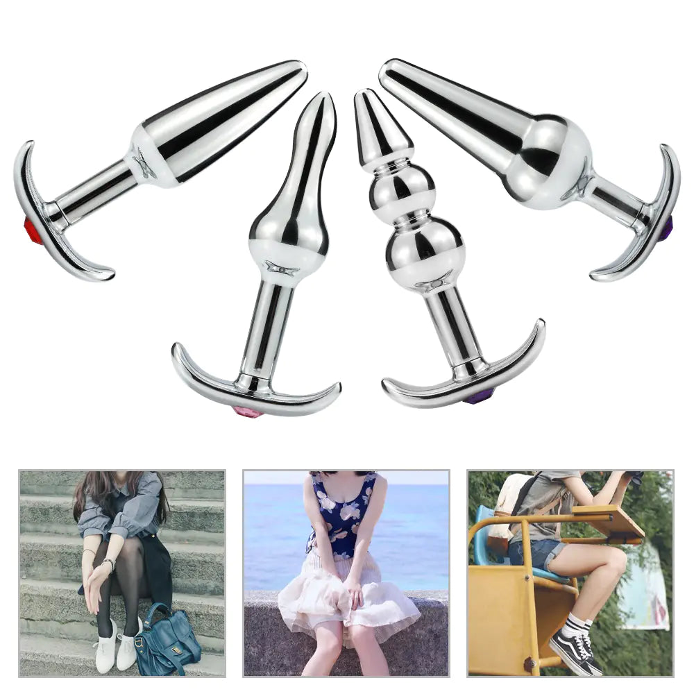 Stainless Steel Anal Plug and Metal Dildo for BDSM