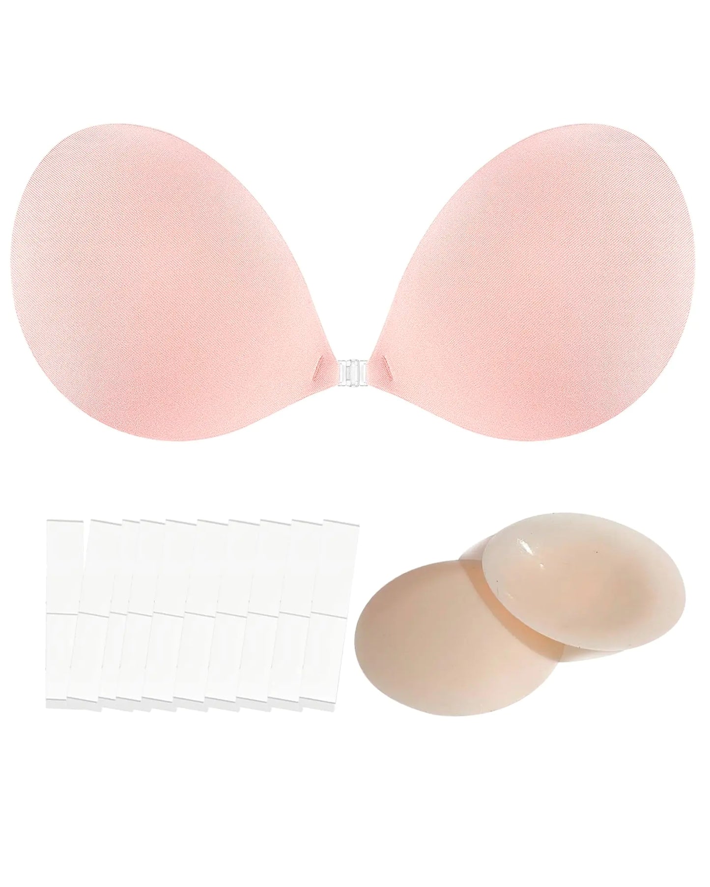 Sticky Bra Strapless Bra Push up Self Adhesive Bra Stick on Bra for Women Backless Dress with Nipple Covers Pasties Red