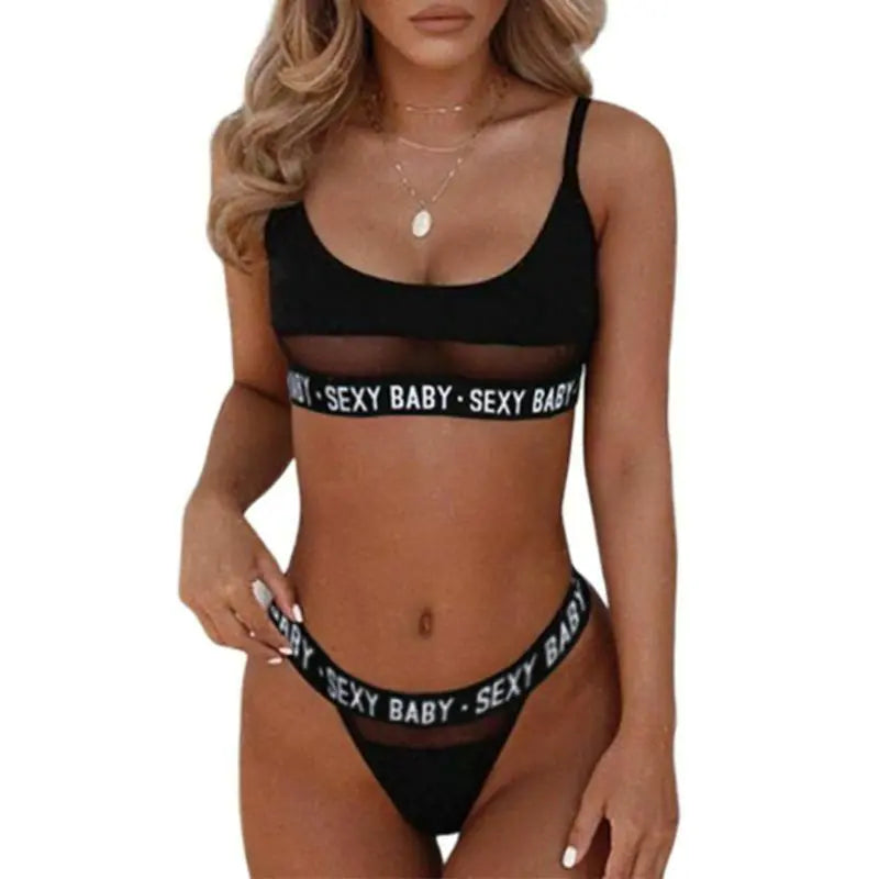 New Women's Lace Letter Lingerie Set