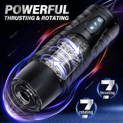 Black Knight Electric Male Masturbator • Auto Thrust & Rotate | Velvet Whisper