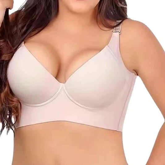 Fashion Deep Cup Bra Hides Back Fat Full Back Coverage Bra Bra with Shapewear Incorporated Plus Size Push Up Sports Bra (D Nude 50)