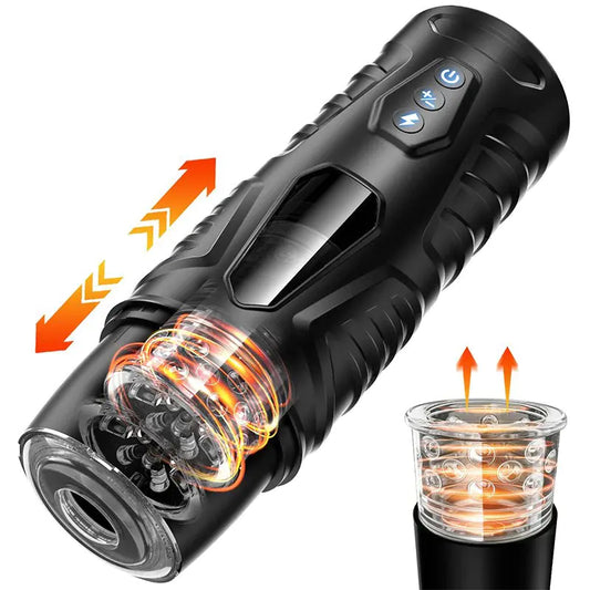 Black Knight Electric Male Masturbator • Auto Thrust & Rotate | Velvet Whisper