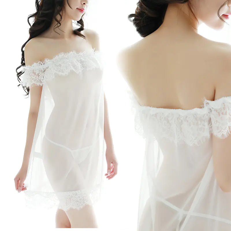 Lace Seductive Nightgown in Black and White