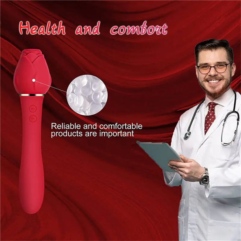 2 In 1 Rose Shaped Vibrating Clitoral Suction Toy