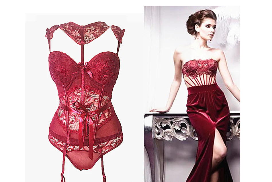 New Sexy European Shaping Bodysuit and Lace Lingerie Set