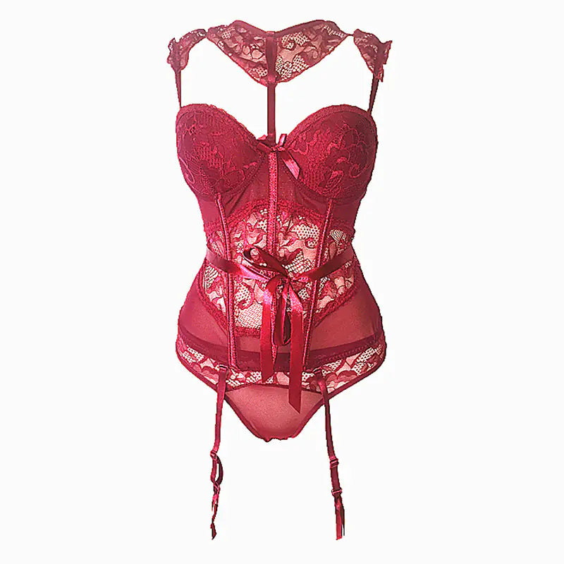 New Sexy European Shaping Bodysuit and Lace Lingerie Set